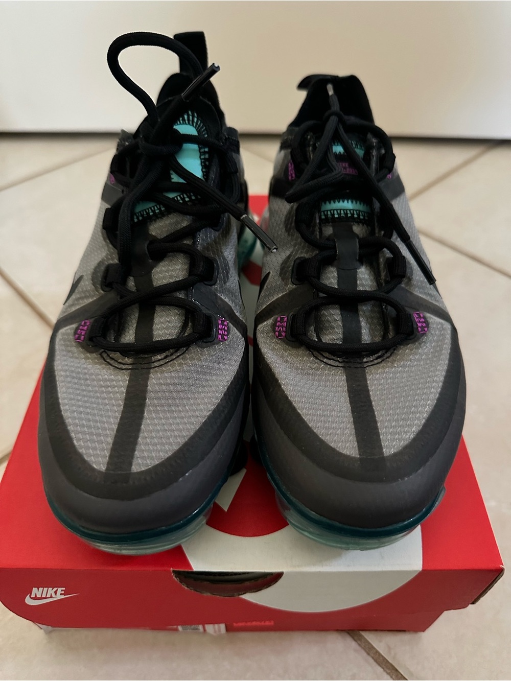 Nike Gray and Teal Vapormax Runners (Big Kids)